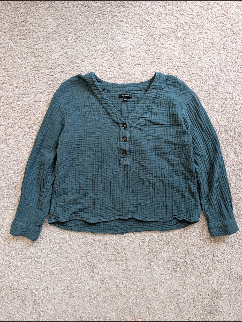 Madewell Womens Slate Green Lightspun Long Sleeve Double Gauze Top Size Large - Picture 8 of 15